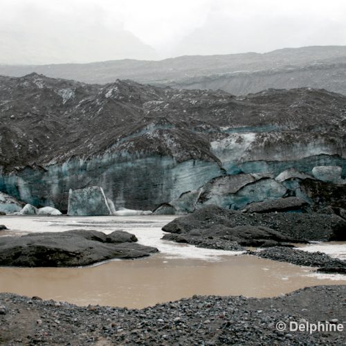 Ashes on Vatnajokull Glacier